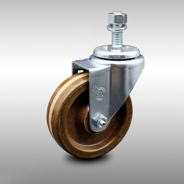 4 Inch SS High Temp Phenolic Wheel Swivel 1/2 Inch Threaded Stem Caster SCC